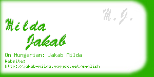 milda jakab business card